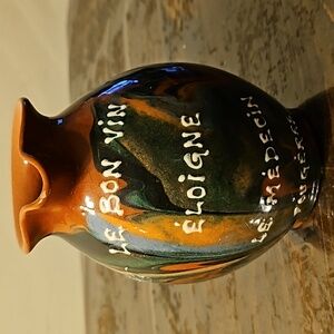 French pottery wine jug pitcher hand decorated